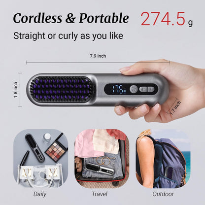 Cordless 2-in-1 Hair Straightener Brush